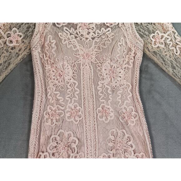 Sue Wong Nocturne Ribbon Lace Illusion Bodice Beige Dress 0 Mother of the Bride - Picture 7 of 16